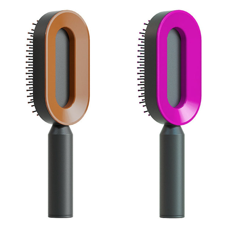 Brosse Auto-Nettoyante Femme Massage Cuir Chevelu & Anti-Statique