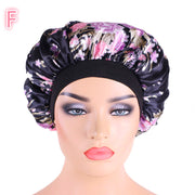 Bonnet de nuit en satin de soie imprimé, spécial beauté
