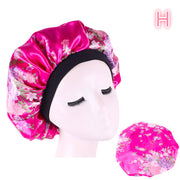 Bonnet de nuit en satin de soie imprimé, spécial beauté