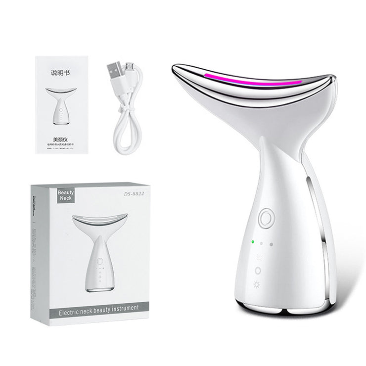 Appareil beauté visage et cou EMS microcourants LED 3 couleurs, anti-relâchement et lifting