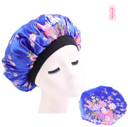 Bonnet de nuit en satin de soie imprimé, spécial beauté