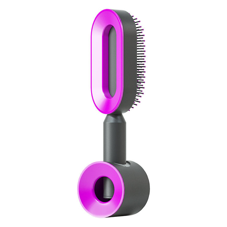 Brosse Auto-Nettoyante Femme Massage Cuir Chevelu & Anti-Statique