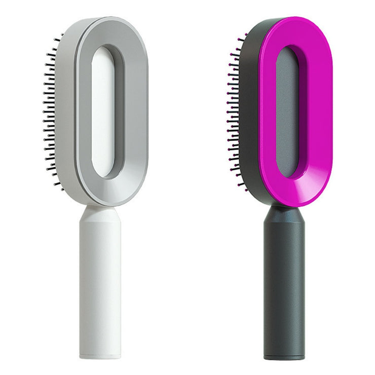 Brosse Auto-Nettoyante Femme Massage Cuir Chevelu & Anti-Statique