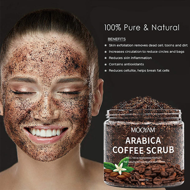 Gommage Café Visage & Corps, café gommage exfoliant visage et corps avec café pour peau douce et revitalisée.