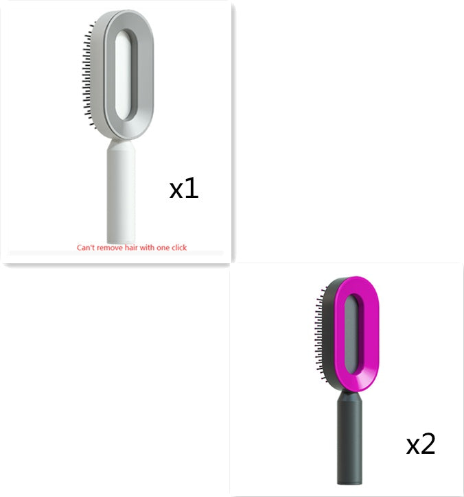 Brosse Auto-Nettoyante Femme Massage Cuir Chevelu & Anti-Statique