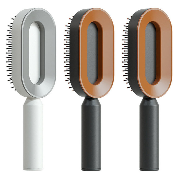 Brosse Auto-Nettoyante Femme Massage Cuir Chevelu & Anti-Statique