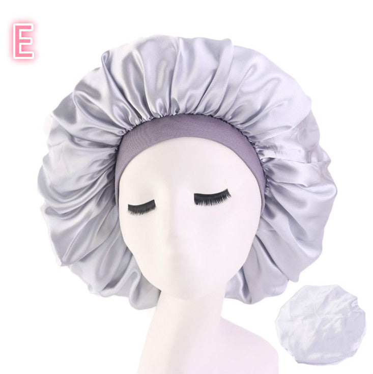 Bonnet de nuit en satin de soie imprimé, spécial beauté