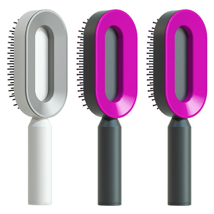 Brosse Auto-Nettoyante Femme Massage Cuir Chevelu & Anti-Statique