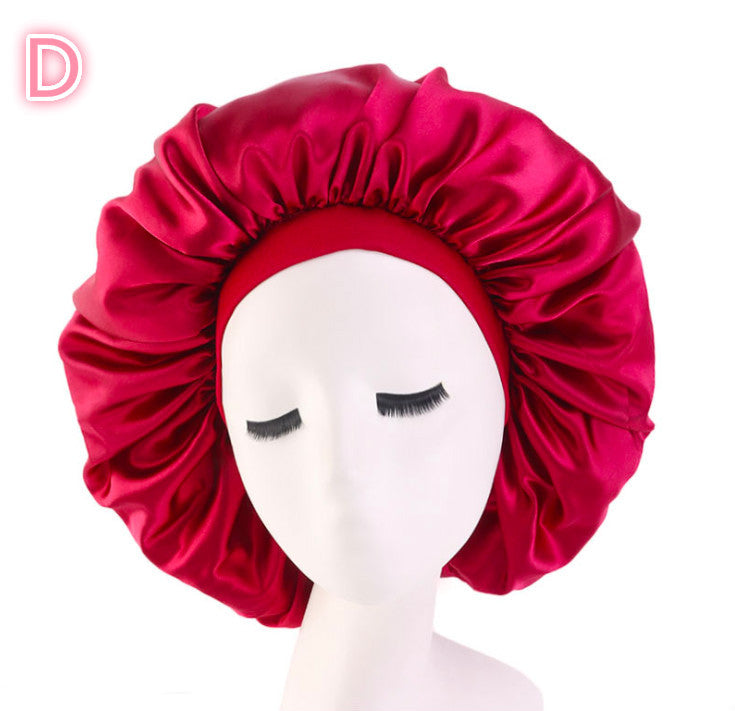 Bonnet de nuit en satin de soie imprimé, spécial beauté