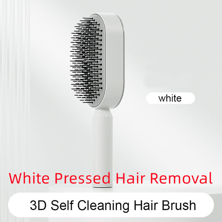 Brosse Auto-Nettoyante Femme Massage Cuir Chevelu & Anti-Statique