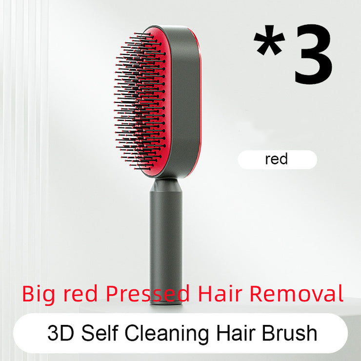 Brosse Auto-Nettoyante Femme Massage Cuir Chevelu & Anti-Statique