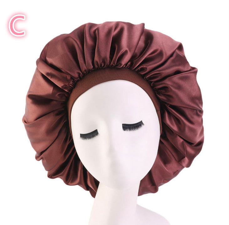 Bonnet de nuit en satin de soie imprimé, spécial beauté