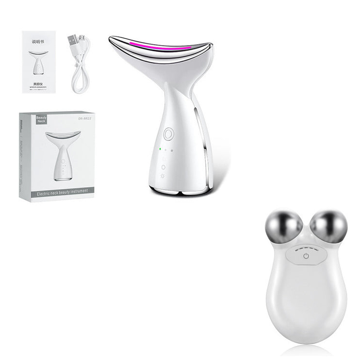 Appareil beauté visage et cou EMS microcourants LED 3 couleurs, anti-relâchement et lifting