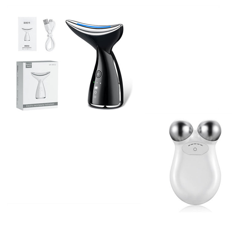 Appareil beauté visage et cou EMS microcourants LED 3 couleurs, anti-relâchement et lifting