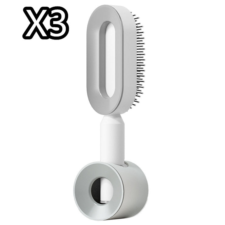 Brosse Auto-Nettoyante Femme Massage Cuir Chevelu & Anti-Statique
