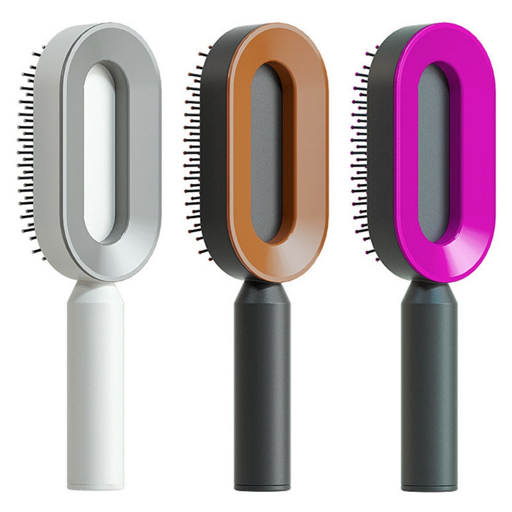 Brosse Auto-Nettoyante Femme Massage Cuir Chevelu & Anti-Statique