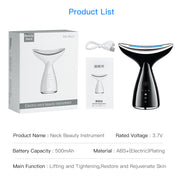 Appareil beauté visage et cou EMS microcourants LED 3 couleurs, anti-relâchement et lifting