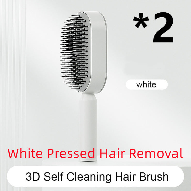 Brosse Auto-Nettoyante Femme Massage Cuir Chevelu & Anti-Statique