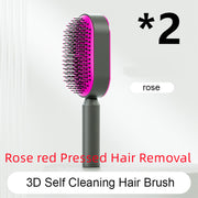 Brosse Auto-Nettoyante Femme Massage Cuir Chevelu & Anti-Statique