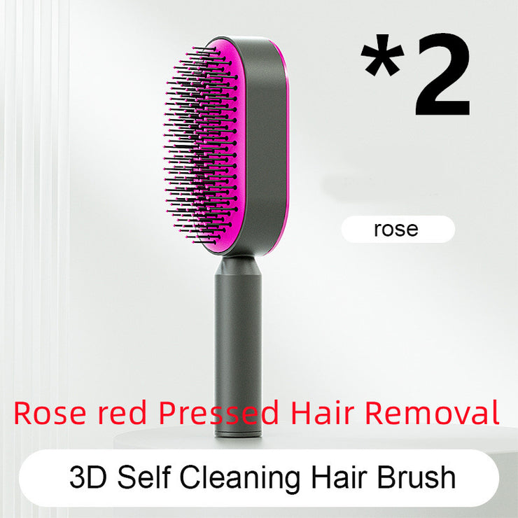 Brosse Auto-Nettoyante Femme Massage Cuir Chevelu & Anti-Statique