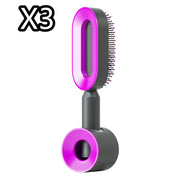 Brosse Auto-Nettoyante Femme Massage Cuir Chevelu & Anti-Statique