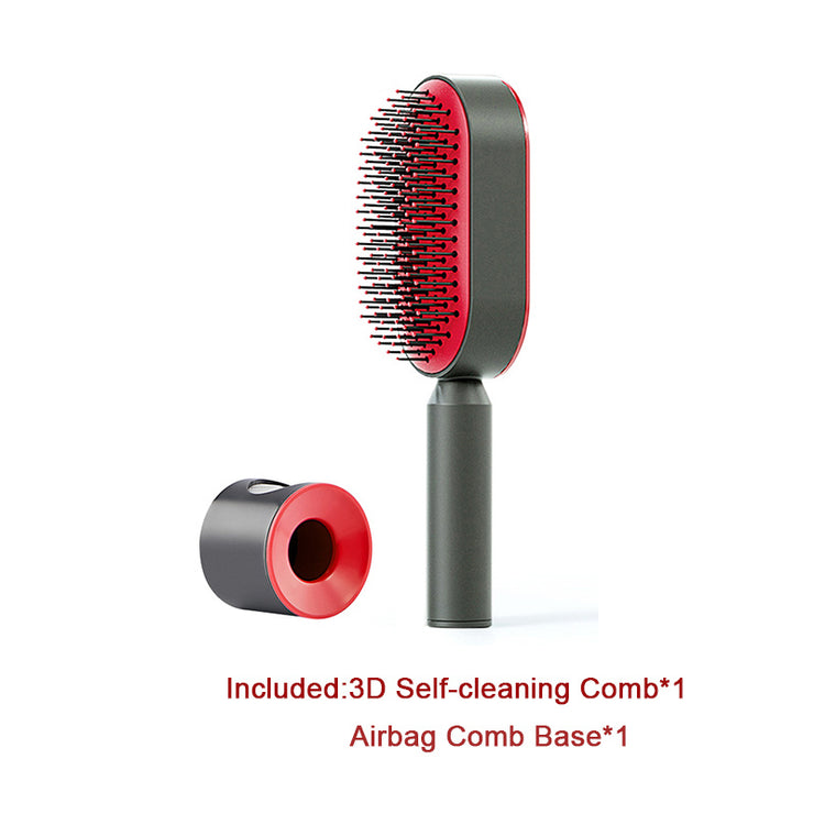 Brosse Auto-Nettoyante Femme Massage Cuir Chevelu & Anti-Statique