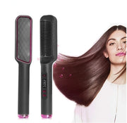Brosse lissante professionnelle Peigne chauffant électrique en céramique, anti-brûlure