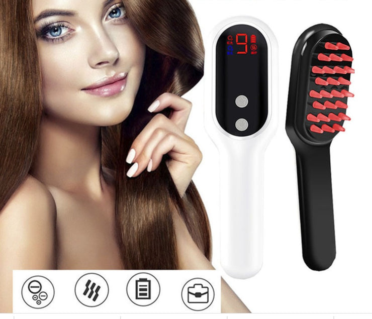 Brosse de Massage Cuir Chevelu Électrique Thérapie Magnétique & Lumière Rouge/Bleue