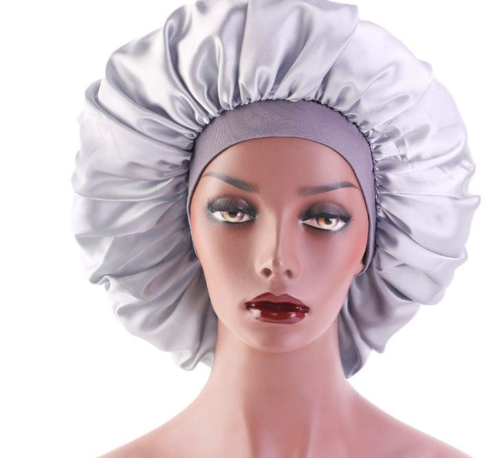 Bonnet de nuit en satin de soie imprimé, spécial beauté