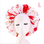 Bonnet de nuit en satin de soie imprimé, spécial beauté