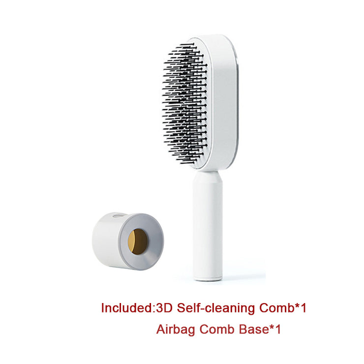 Brosse Auto-Nettoyante Femme Massage Cuir Chevelu & Anti-Statique