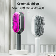 Brosse Auto-Nettoyante Femme Massage Cuir Chevelu & Anti-Statique