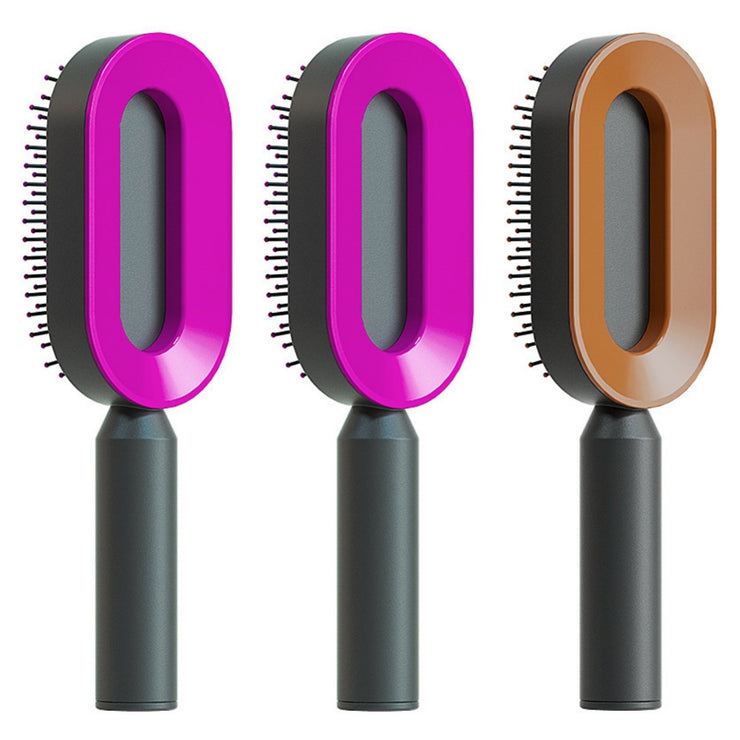Brosse Auto-Nettoyante Femme Massage Cuir Chevelu & Anti-Statique