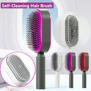Brosse Auto-Nettoyante Femme Massage Cuir Chevelu & Anti-Statique