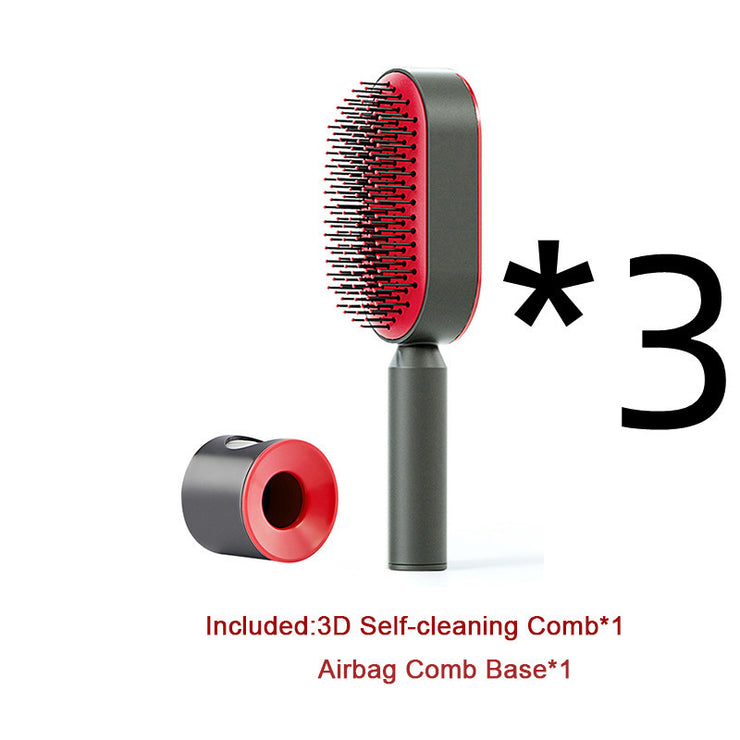 Brosse Auto-Nettoyante Femme Massage Cuir Chevelu & Anti-Statique