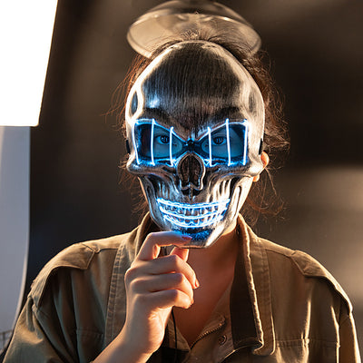 Masque LED Halloween tête de mort Lumineux pour fêtes et soirées