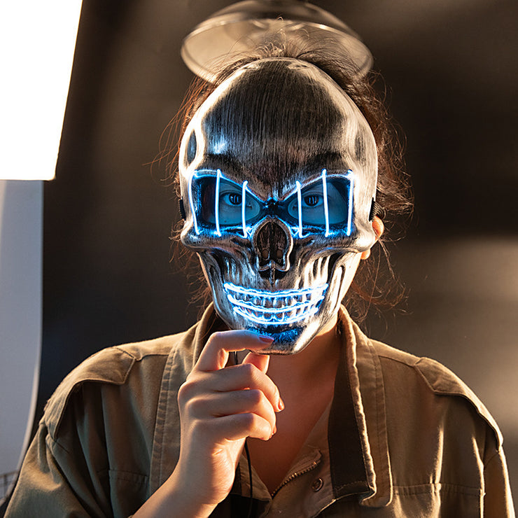 Masque LED Halloween tête de mort Lumineux pour fêtes et soirées