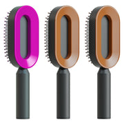 Brosse Auto-Nettoyante Femme Massage Cuir Chevelu & Anti-Statique