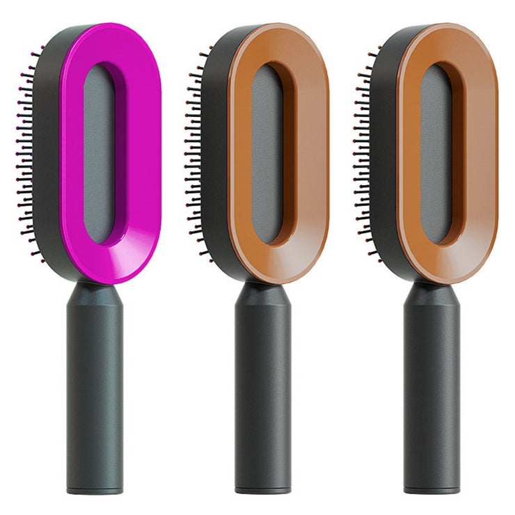 Brosse Auto-Nettoyante Femme Massage Cuir Chevelu & Anti-Statique