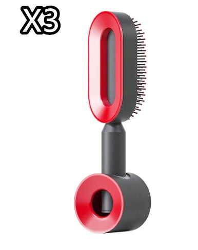 Brosse Auto-Nettoyante Femme Massage Cuir Chevelu & Anti-Statique