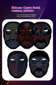 Masque LED Halloween à changement de visage Lumineux multicolore pour fêtes