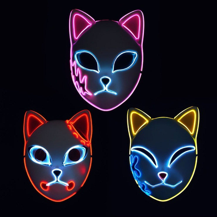 Masque LED lumineux motif chat Accessoire de fête et déguisement