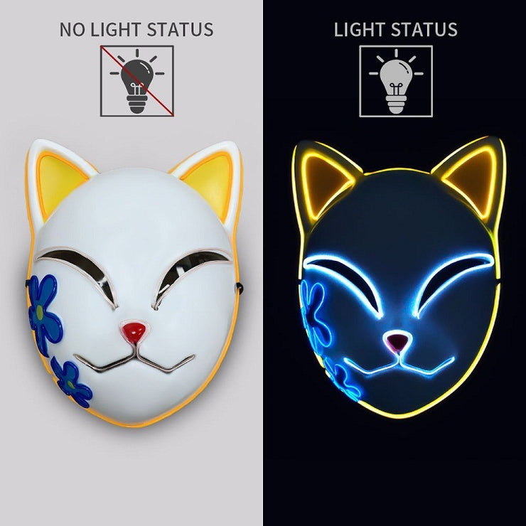 Masque LED lumineux motif chat Accessoire de fête et déguisement