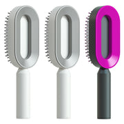 Brosse Auto-Nettoyante Femme Massage Cuir Chevelu & Anti-Statique
