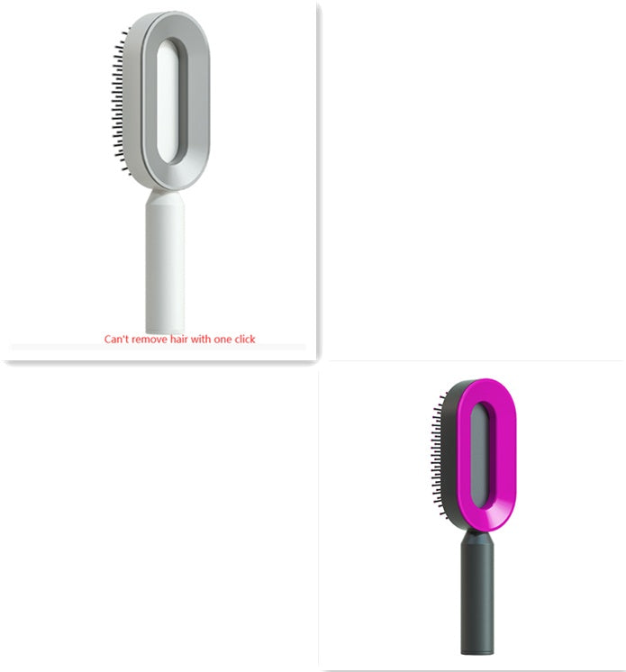 Brosse Auto-Nettoyante Femme Massage Cuir Chevelu & Anti-Statique